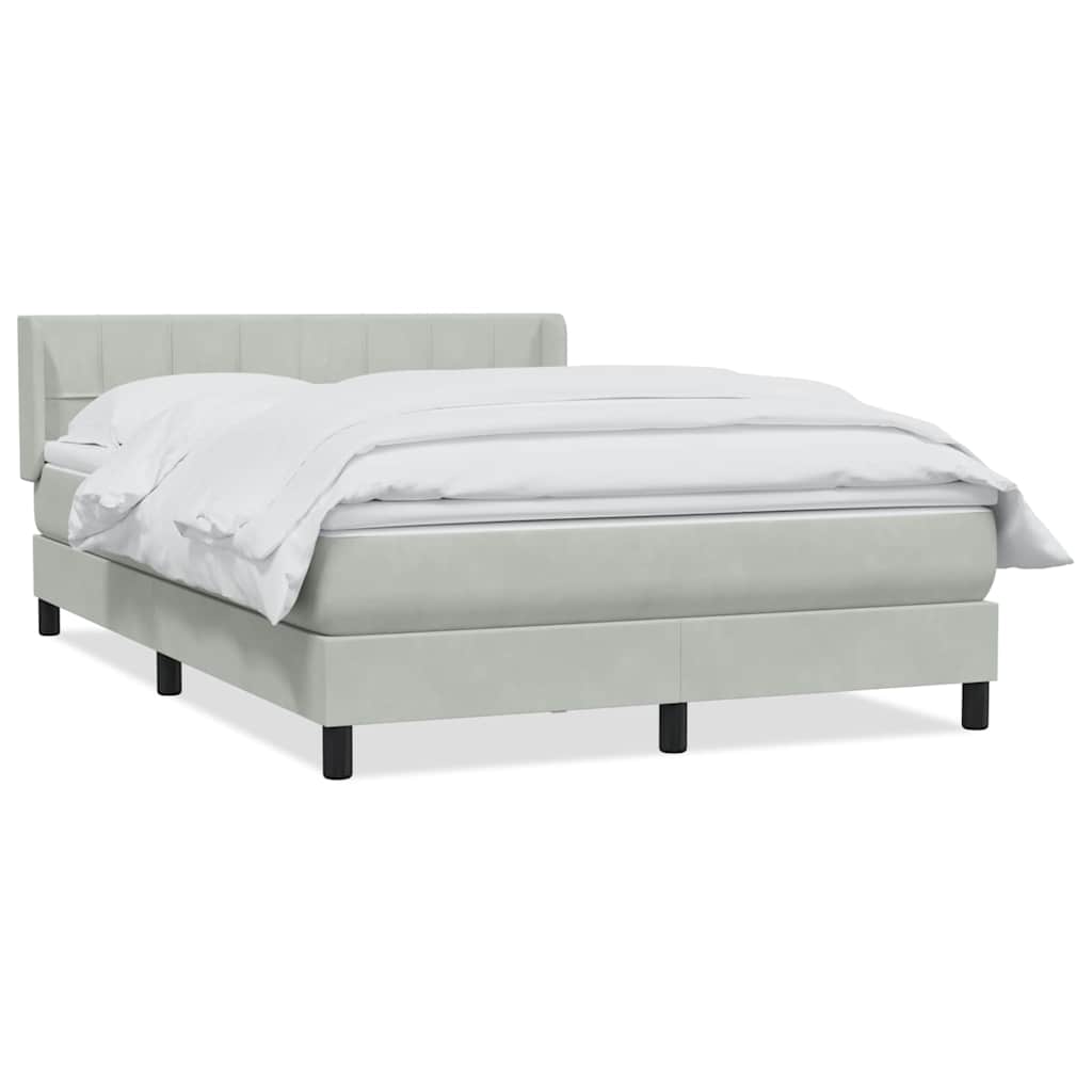 Κρεβάτι Boxspring με Στρώμα Ανοιχτό Γκρι 140x220 εκ. Βελούδινο - Pakobazaar