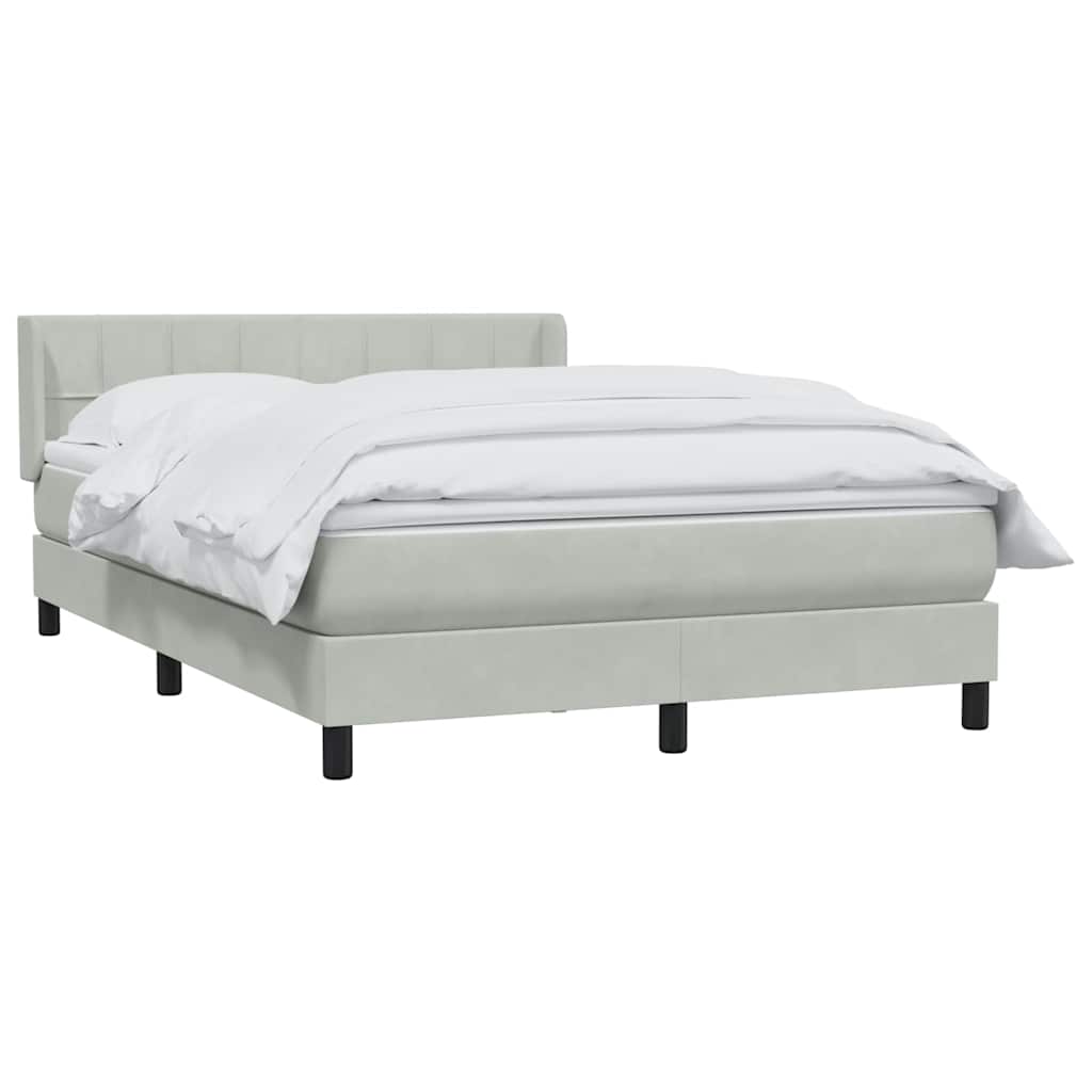 Κρεβάτι Boxspring με Στρώμα Ανοιχτό Γκρι 140x220 εκ. Βελούδινο - Pakobazaar