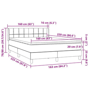 Box Spring Κρεβάτι με στρώμα Μαύρο 160x220 cm Βελούδινο - Pakobazaar