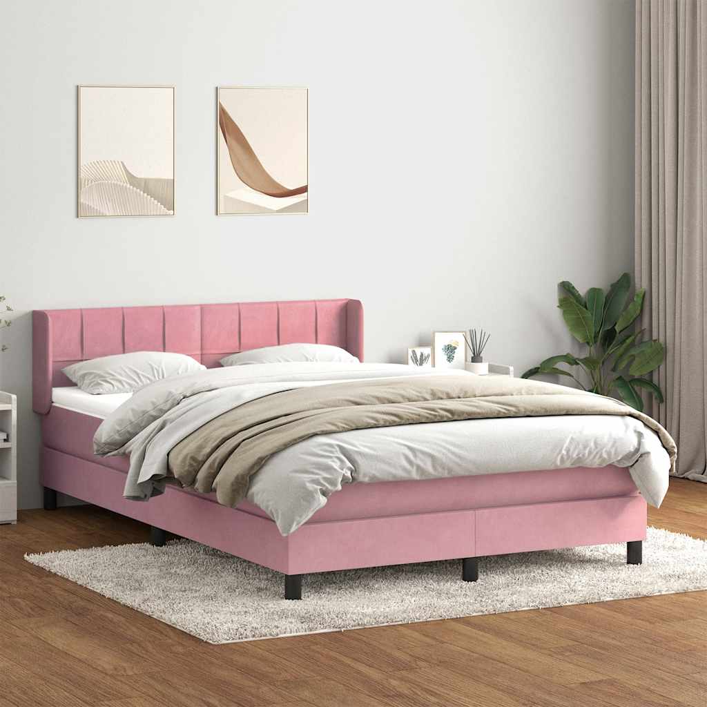 Box Spring κρεβάτι με στρώμα ροζ 160x220 cm Βελούδινο - Pakobazaar