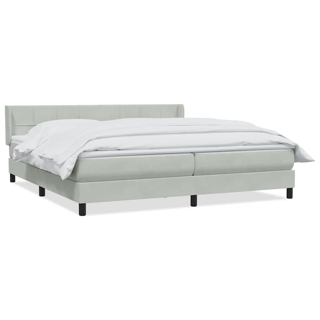 Box Spring κρεβάτι με στρώμα ανοιχτό γκρι 180x220 cm Βελούδινο - Pakobazaar