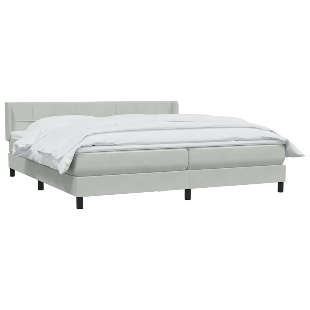 Box Spring κρεβάτι με στρώμα ανοιχτό γκρι 180x220 cm Βελούδινο - Pakobazaar