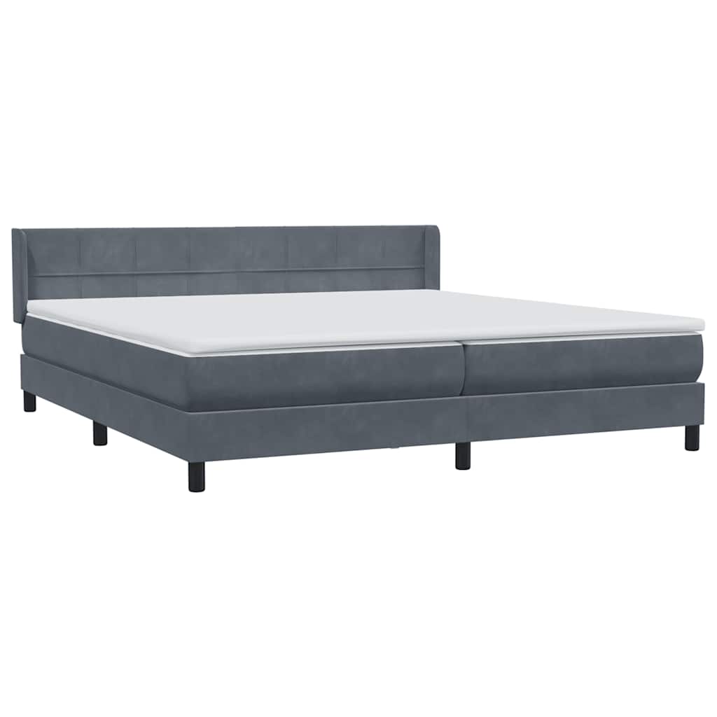 Box Spring Κρεβάτι με στρώμα Σκούρο γκρι 180x220 εκ. Βελούδινο - Pakobazaar
