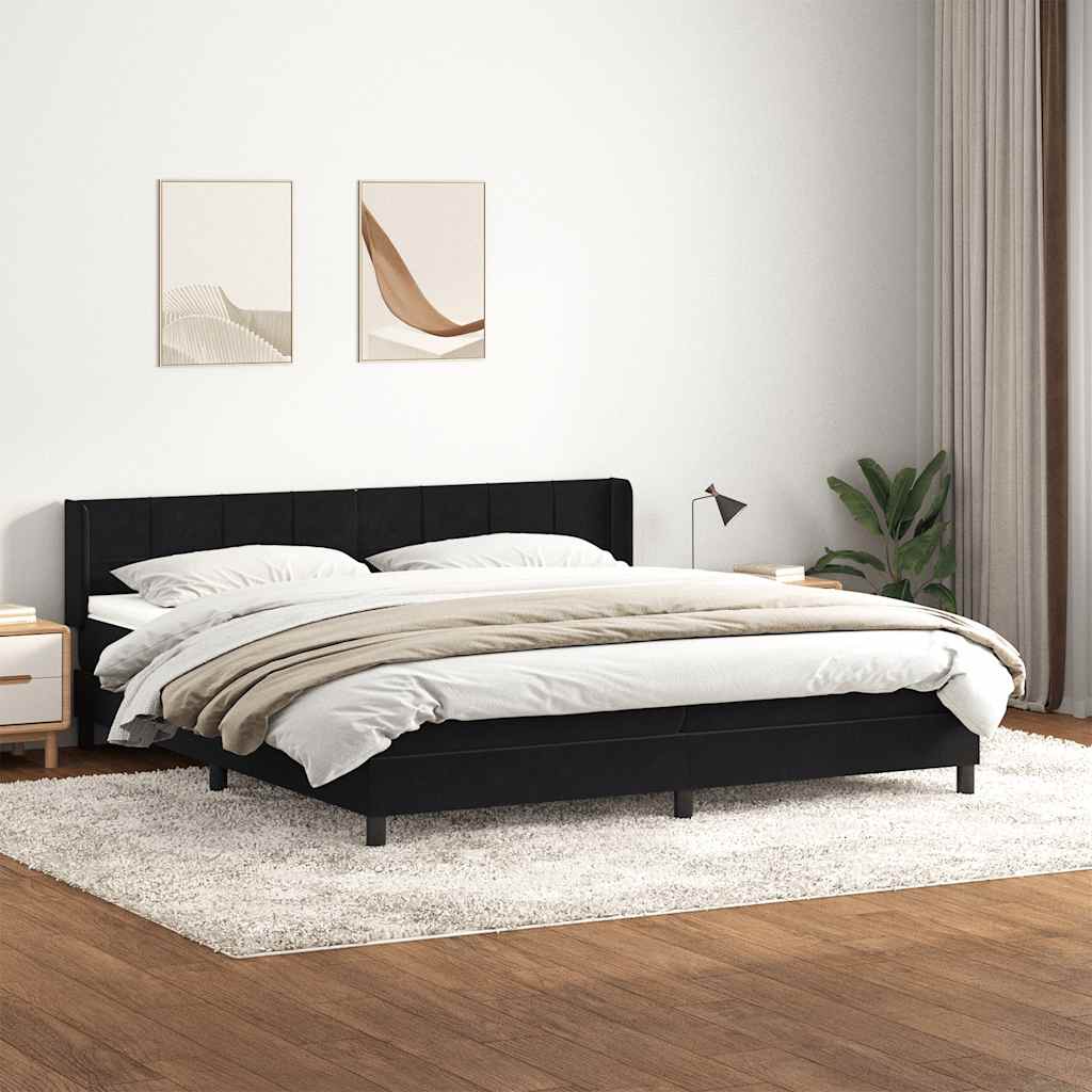 Box Spring Κρεβάτι με στρώμα Μαύρο 180x220 cm Βελούδινο