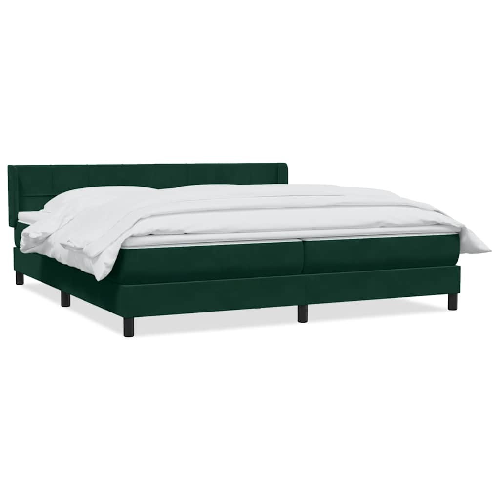 Box Spring κρεβάτι με στρώμα σκούρο πράσινο 180x220cm Βελούδινο - Pakobazaar