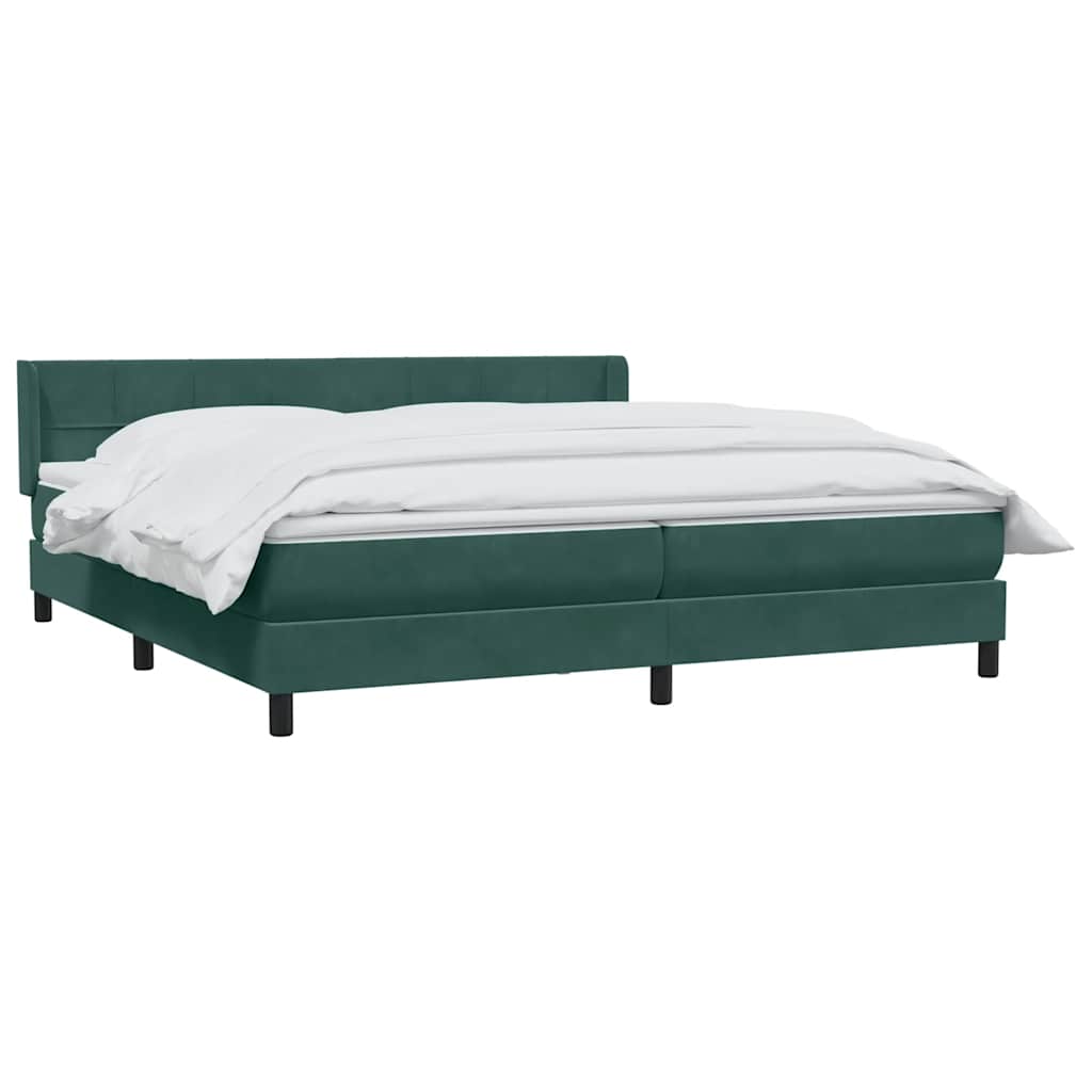 Box Spring κρεβάτι με στρώμα σκούρο πράσινο 180x220cm Βελούδινο - Pakobazaar