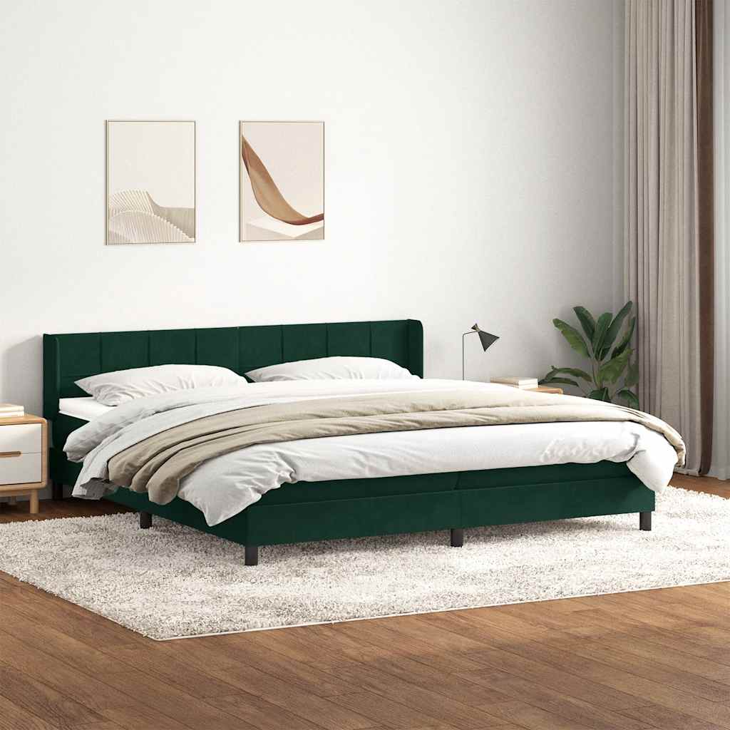 Box Spring κρεβάτι με στρώμα σκούρο πράσινο 180x220cm Βελούδινο - Pakobazaar