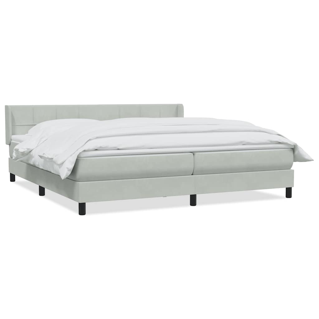 Box Spring κρεβάτι με στρώμα ανοιχτό γκρι 200x220 εκ. Βελούδινο