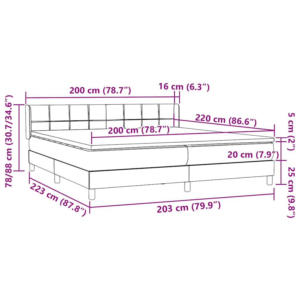 Box Spring κρεβάτι με στρώμα ανοιχτό γκρι 200x220 εκ. Βελούδινο