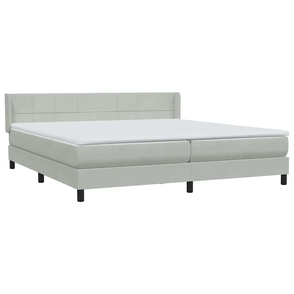 Box Spring κρεβάτι με στρώμα ανοιχτό γκρι 200x220 εκ. Βελούδινο