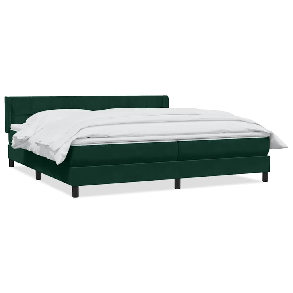 Box Spring Κρεβάτι με στρώμα Σκούρο πράσινο 200x220cm Βελούδινο - Pakobazaar
