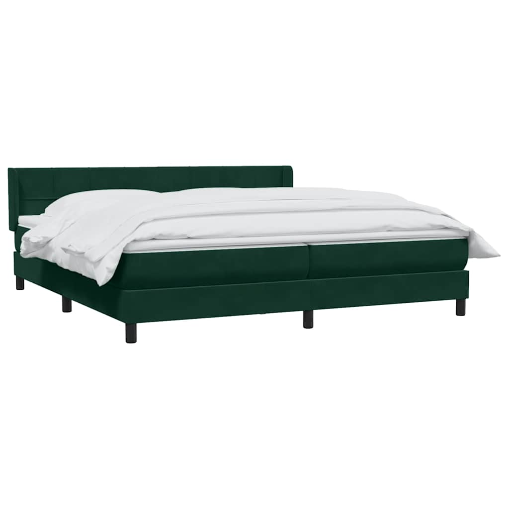Box Spring Κρεβάτι με στρώμα Σκούρο πράσινο 200x220cm Βελούδινο - Pakobazaar