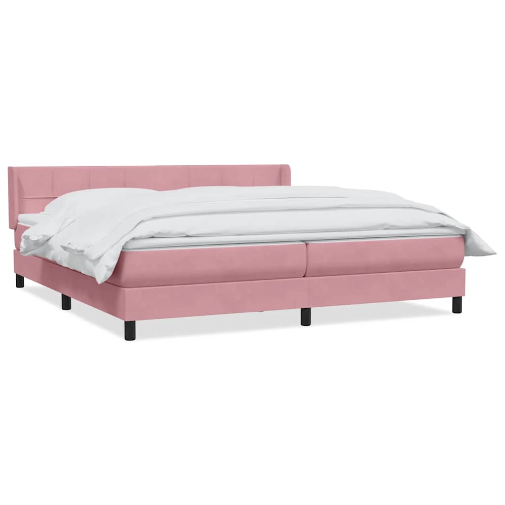 Box Spring κρεβάτι με στρώμα ροζ 200x220 cm Βελούδινο