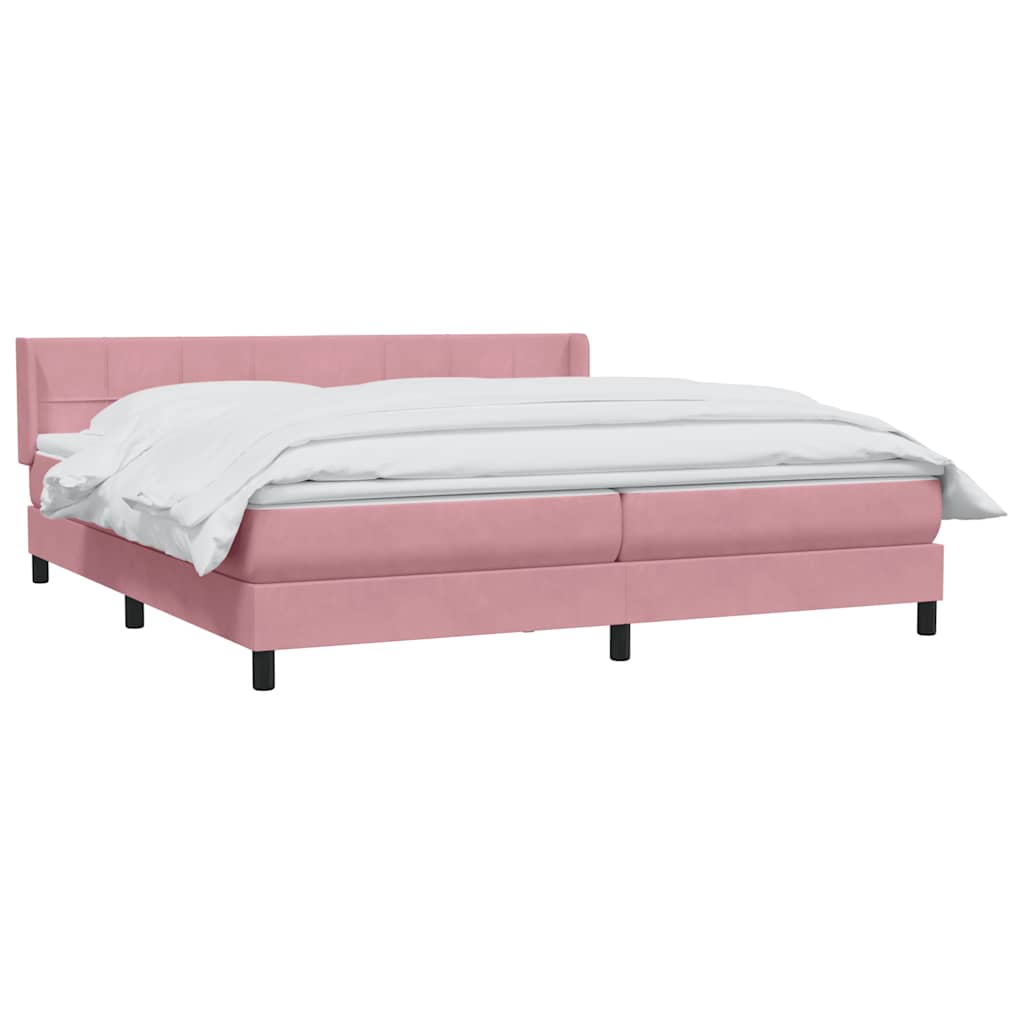 Box Spring κρεβάτι με στρώμα ροζ 200x220 cm Βελούδινο
