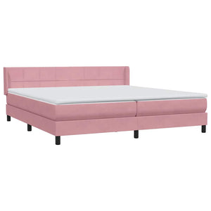 Box Spring κρεβάτι με στρώμα ροζ 200x220 cm Βελούδινο