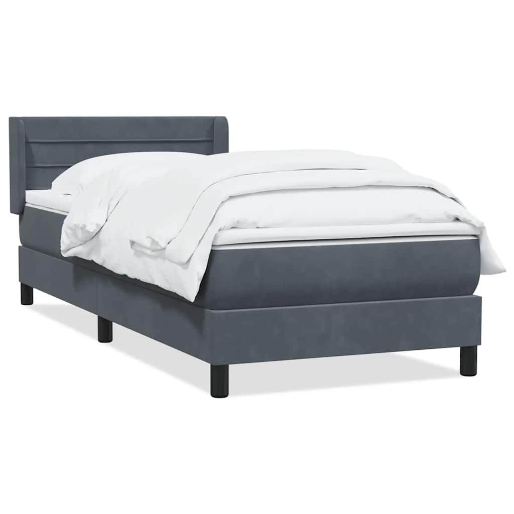 Box Spring Κρεβάτι με στρώμα Σκούρο γκρι 80x210 εκ. Βελούδινο