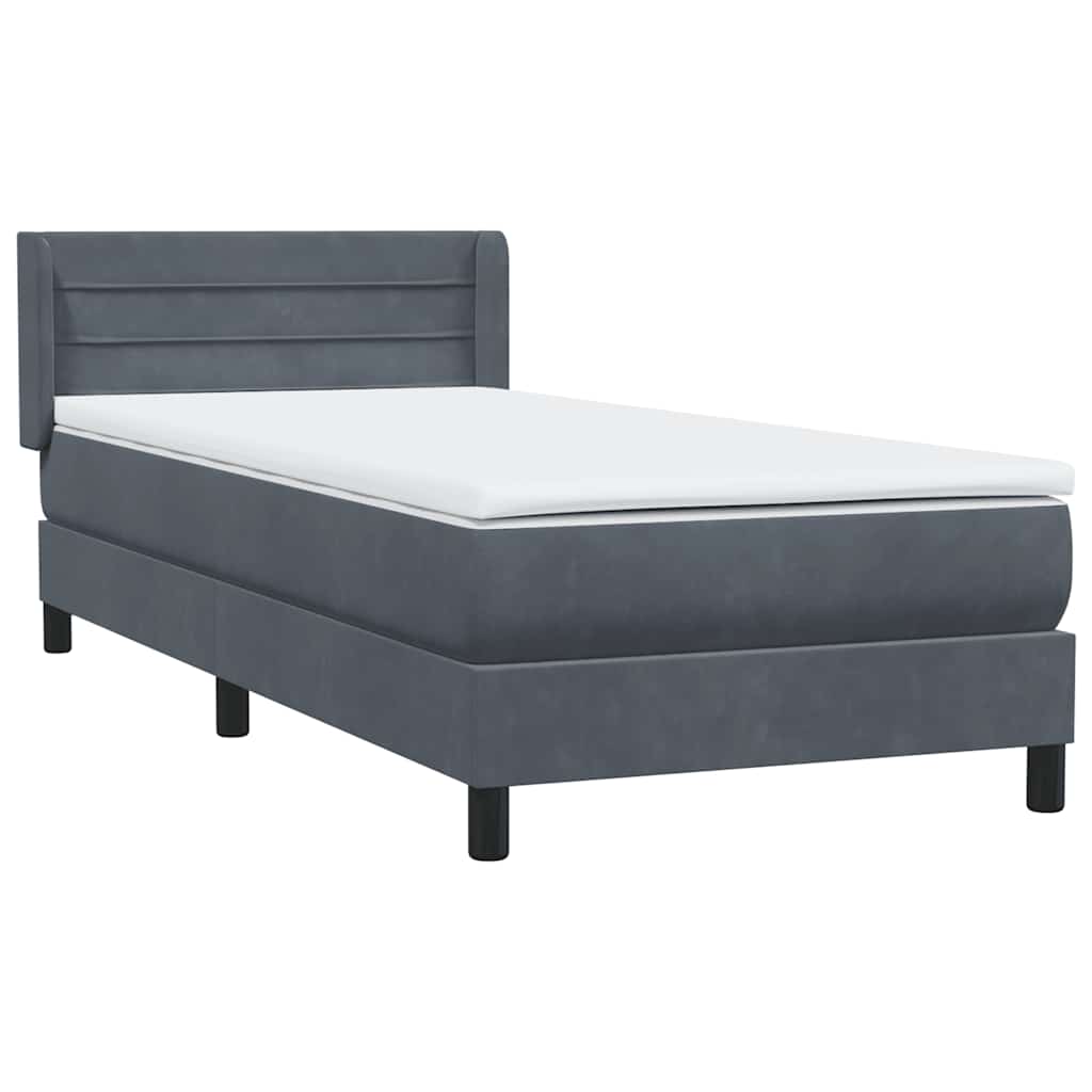Box Spring Κρεβάτι με στρώμα Σκούρο γκρι 80x210 εκ. Βελούδινο