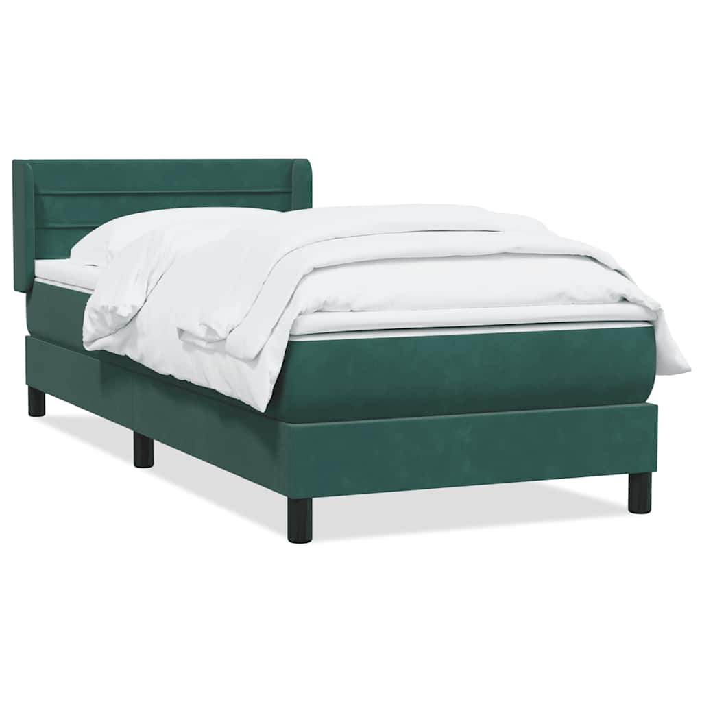 Box Spring Κρεβάτι με στρώμα Σκούρο πράσινο 80x210 cm Velvet - Pakobazaar