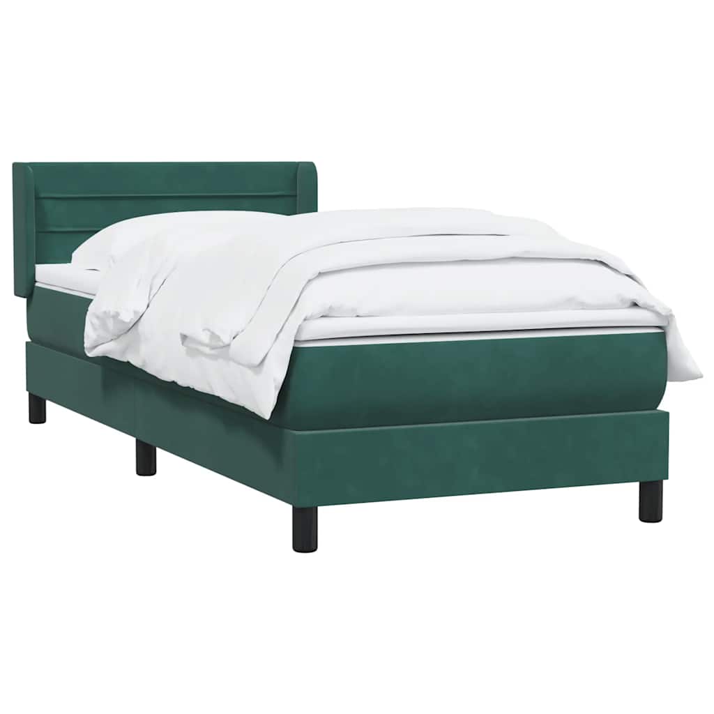 Box Spring Κρεβάτι με στρώμα Σκούρο πράσινο 80x210 cm Velvet - Pakobazaar