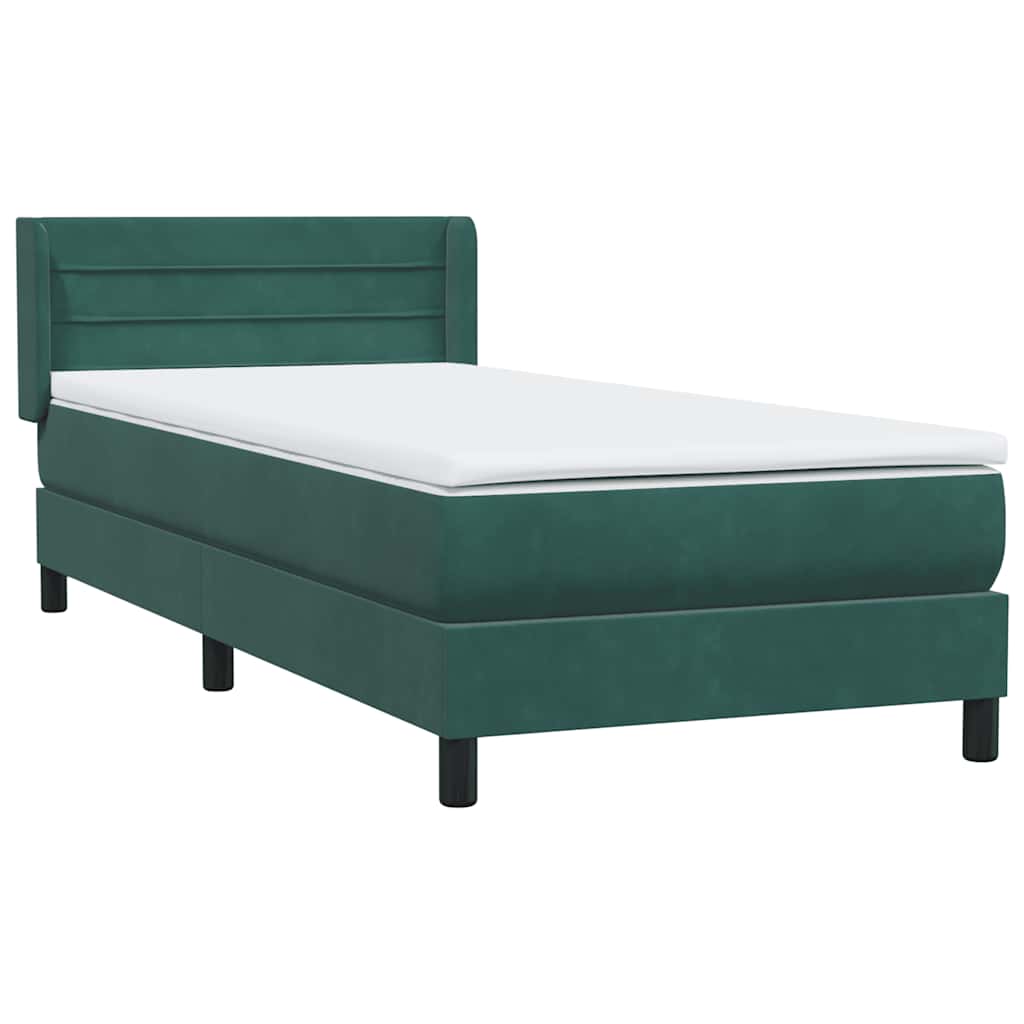 Box Spring Κρεβάτι με στρώμα Σκούρο πράσινο 80x210 cm Velvet - Pakobazaar