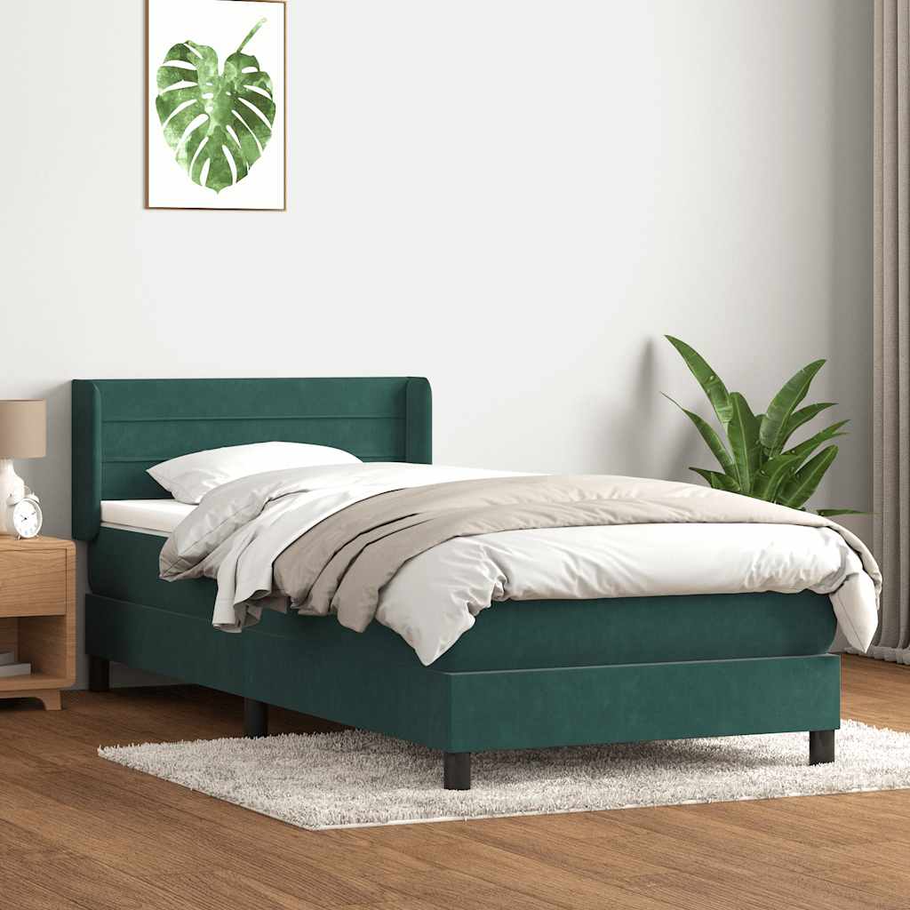 Box Spring Κρεβάτι με στρώμα Σκούρο πράσινο 80x210 cm Velvet - Pakobazaar