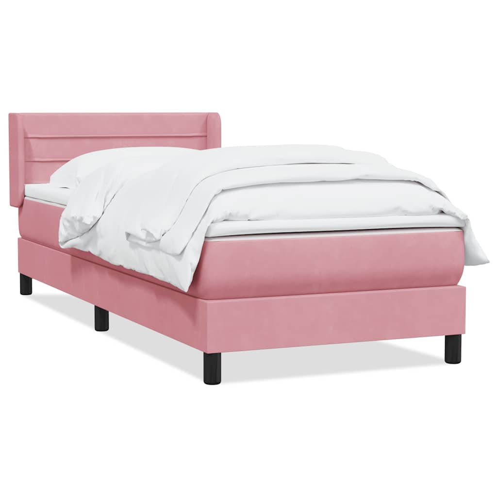 Box Spring κρεβάτι με στρώμα ροζ 80x210 εκ. Βελούδινο - Pakobazaar