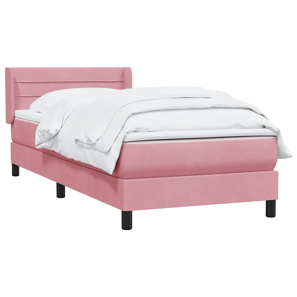 Box Spring κρεβάτι με στρώμα ροζ 80x210 εκ. Βελούδινο - Pakobazaar
