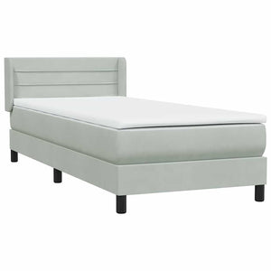 Box Spring κρεβάτι με στρώμα ανοιχτό γκρι 90x210 cm Βελούδινο