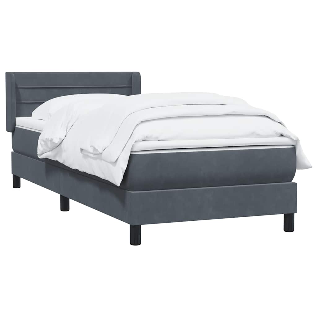 Κρεβάτι Boxspring με Στρώμα Σκούρο Γκρι 100x210 εκ. Βελούδινο - Pakobazaar