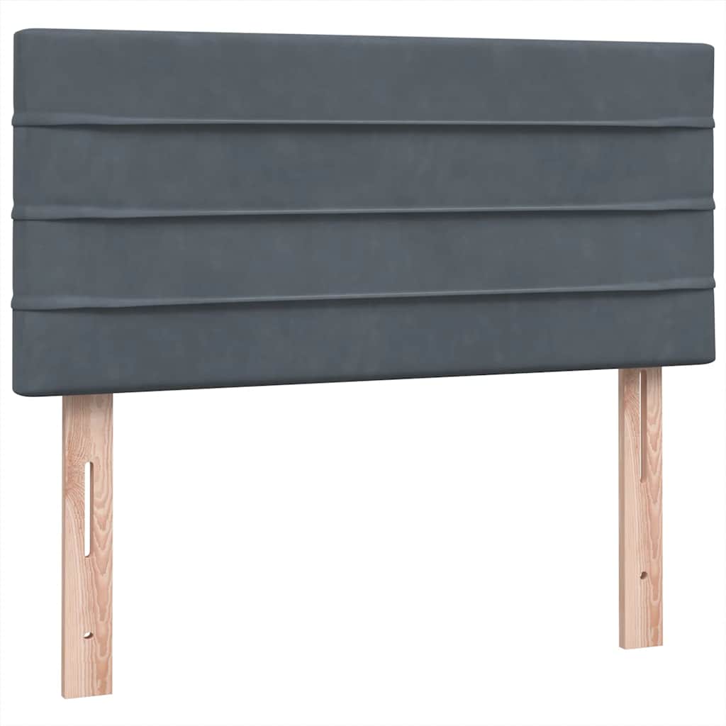 Κρεβάτι Boxspring με Στρώμα Σκούρο Γκρι 100x210 εκ. Βελούδινο - Pakobazaar