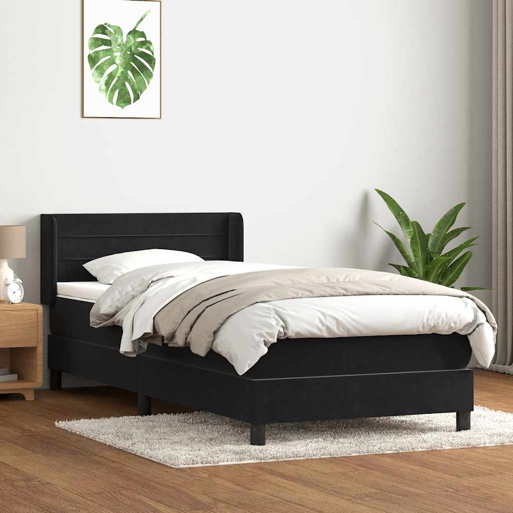 Box Spring Κρεβάτι με στρώμα Μαύρο 100x210 cm Βελούδινο - Pakobazaar