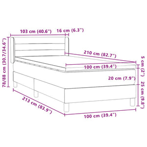 Κρεβάτι Boxspring με Στρώμα Σκούρο Μπλε 100x210 εκ. Βελούδινο - Pakobazaar