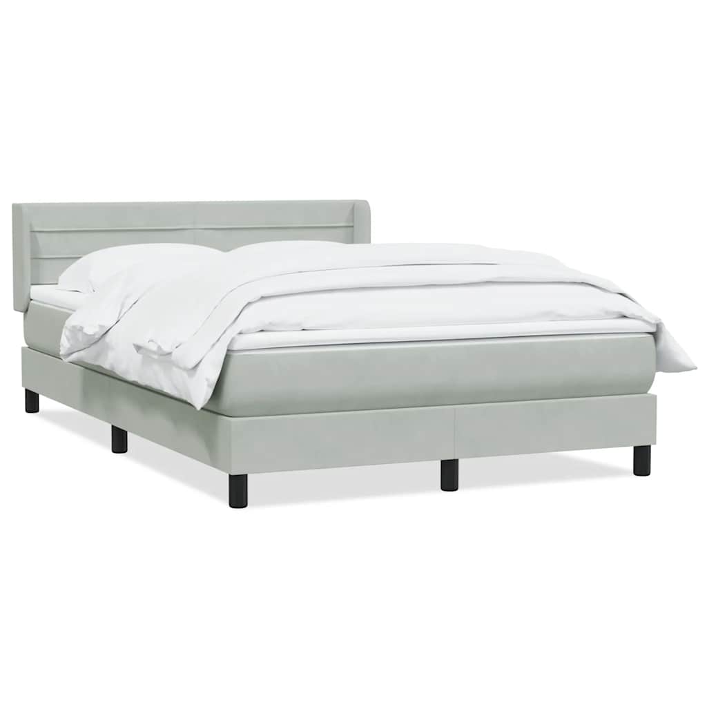 Κρεβάτι Boxspring με Στρώμα Ανοιχτό Γκρι 140x210 εκ. Βελούδινο - Pakobazaar