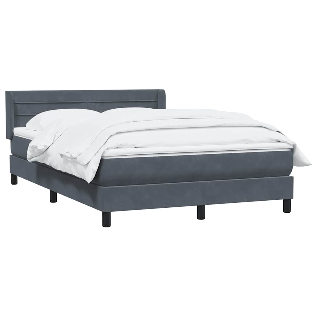 Κρεβάτι Boxspring με Στρώμα Σκούρο Γκρι 140x210 εκ. Βελούδινο - Pakobazaar