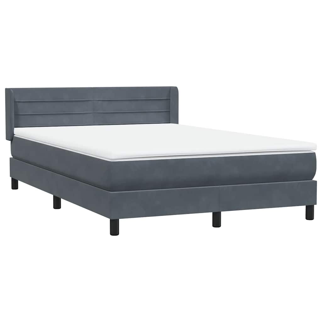 Κρεβάτι Boxspring με Στρώμα Σκούρο Γκρι 140x210 εκ. Βελούδινο - Pakobazaar