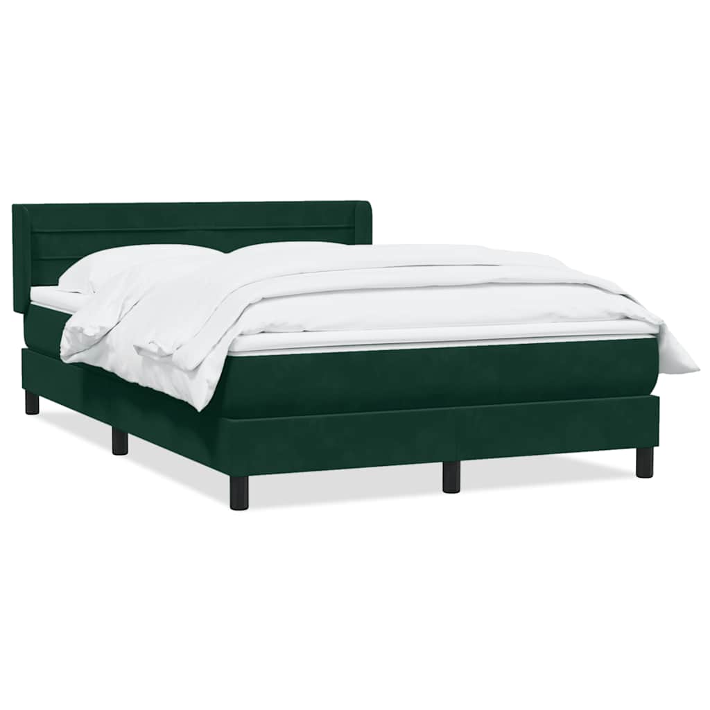 Κρεβάτι Boxspring με Στρώμα Σκούρο Πράσινο 140x210εκ. Βελούδινο