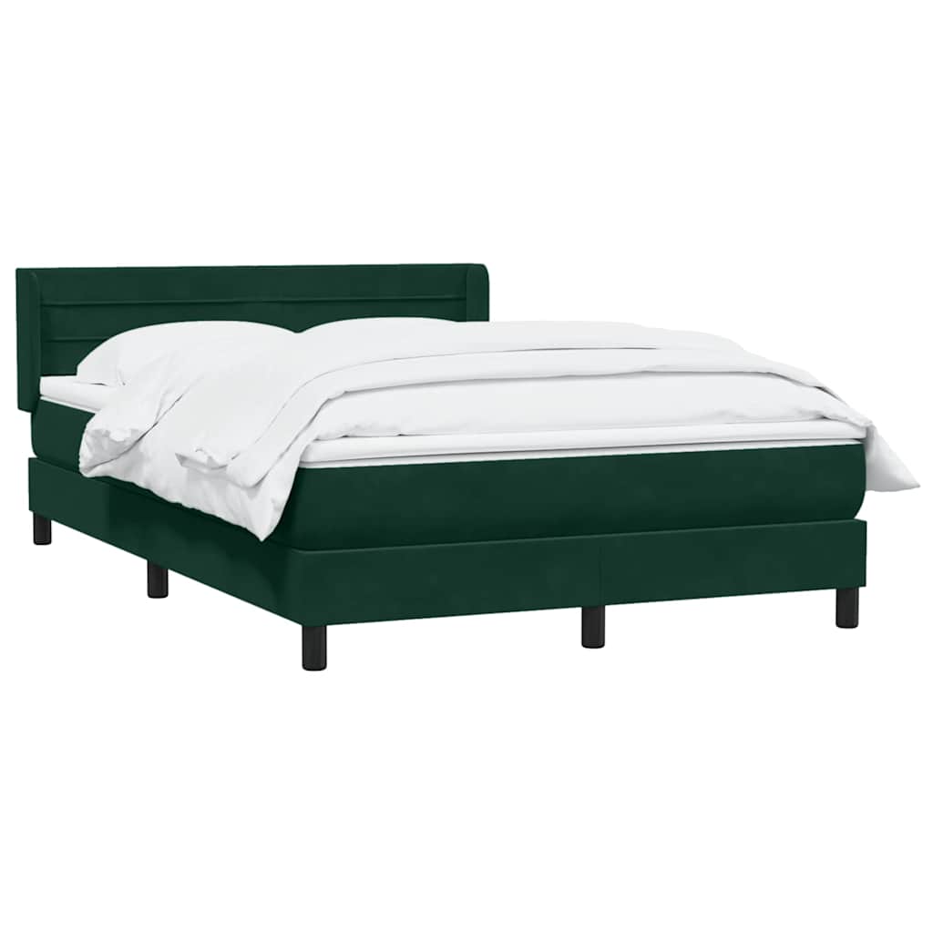 Κρεβάτι Boxspring με Στρώμα Σκούρο Πράσινο 140x210εκ. Βελούδινο