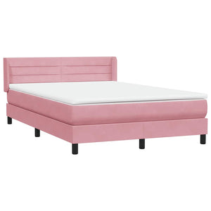 Κρεβάτι Boxspring με Στρώμα Ροζ 140x210 εκ. Βελούδινο