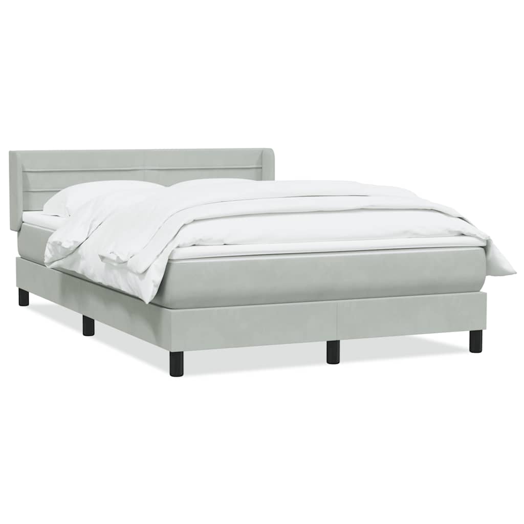 Κρεβάτι Boxspring με Στρώμα Ανοιχτό Γκρι 160x210 εκ. Βελούδινο