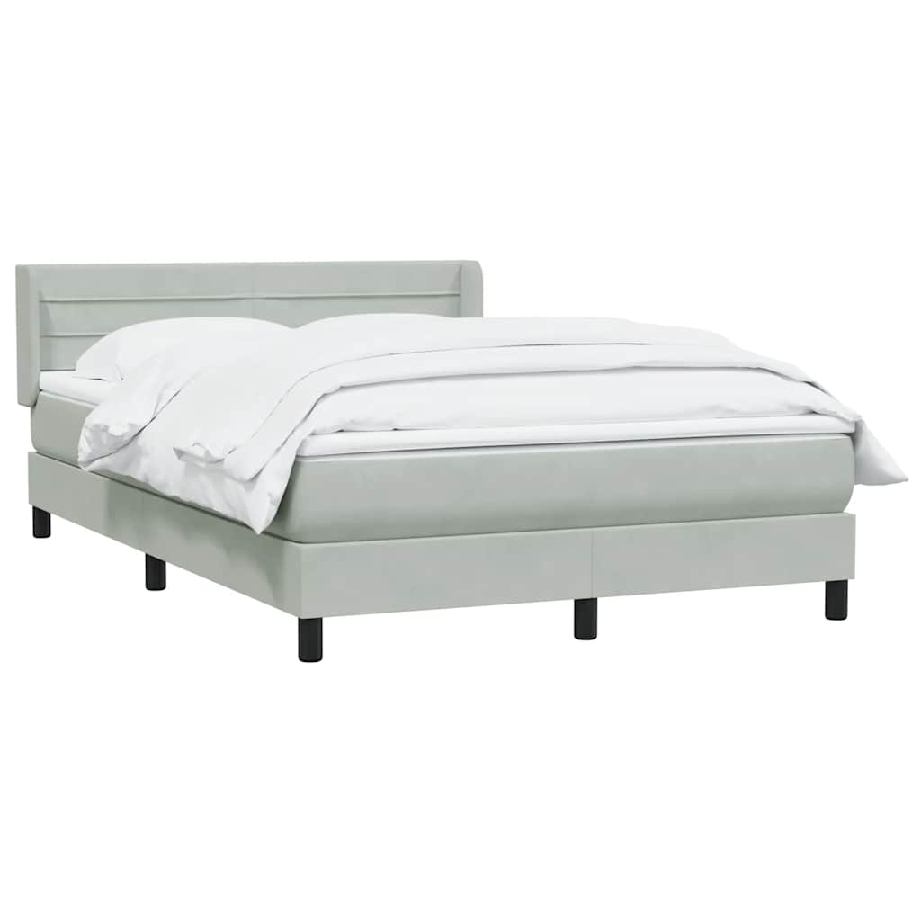 Κρεβάτι Boxspring με Στρώμα Ανοιχτό Γκρι 160x210 εκ. Βελούδινο