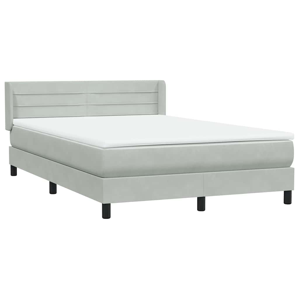 Κρεβάτι Boxspring με Στρώμα Ανοιχτό Γκρι 160x210 εκ. Βελούδινο
