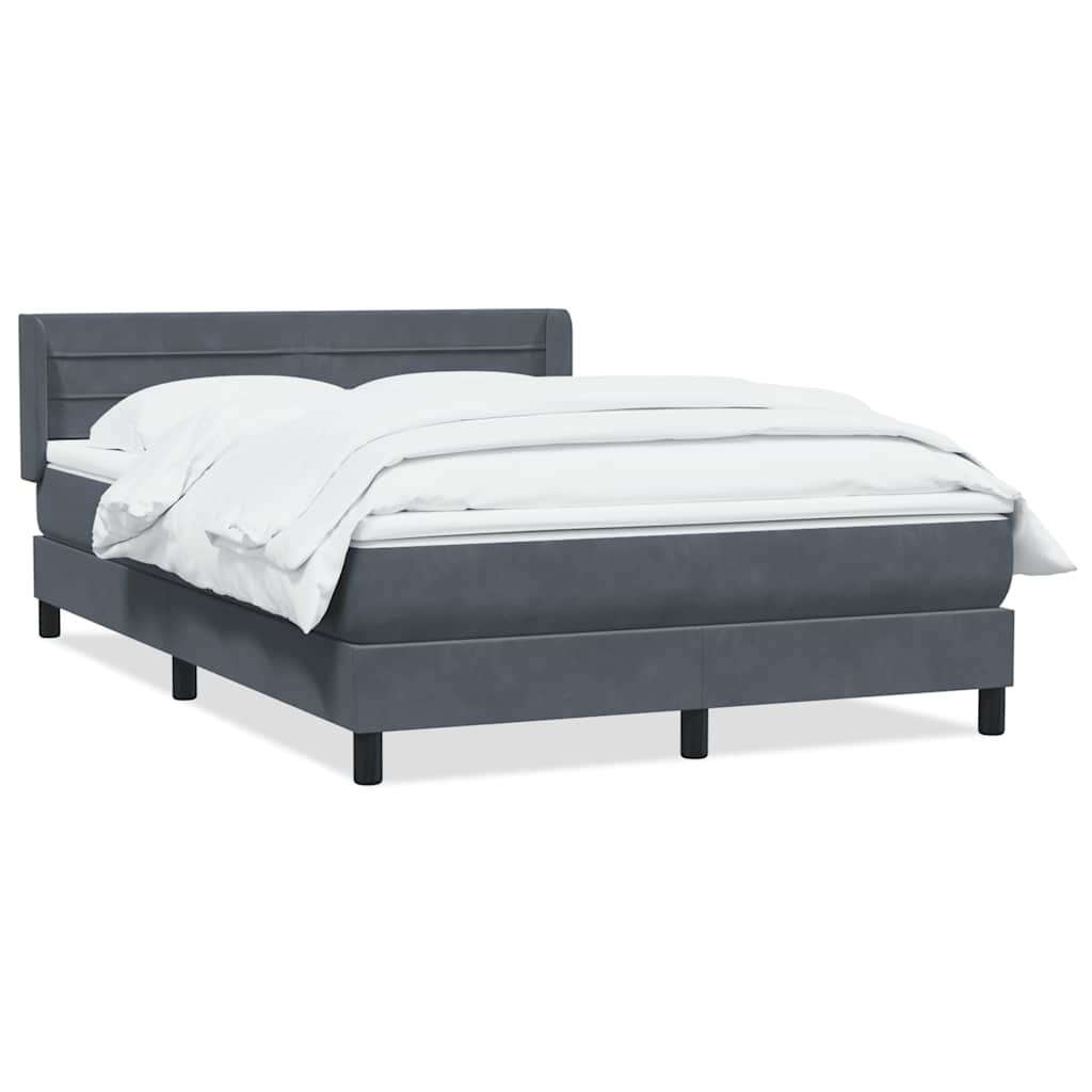 Κρεβάτι Boxspring με Στρώμα Σκούρο Γκρι 160x210 εκ. Βελούδινο - Pakobazaar