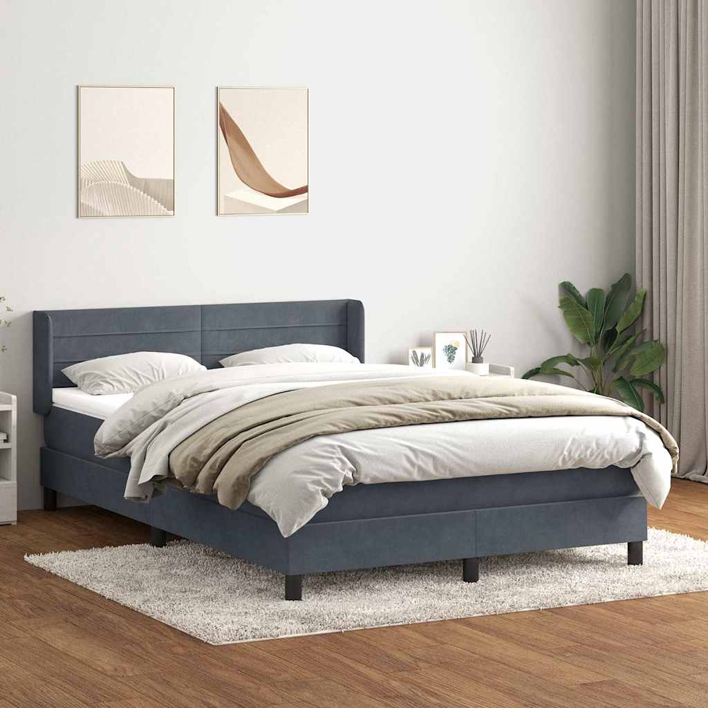 Κρεβάτι Boxspring με Στρώμα Σκούρο Γκρι 160x210 εκ. Βελούδινο - Pakobazaar