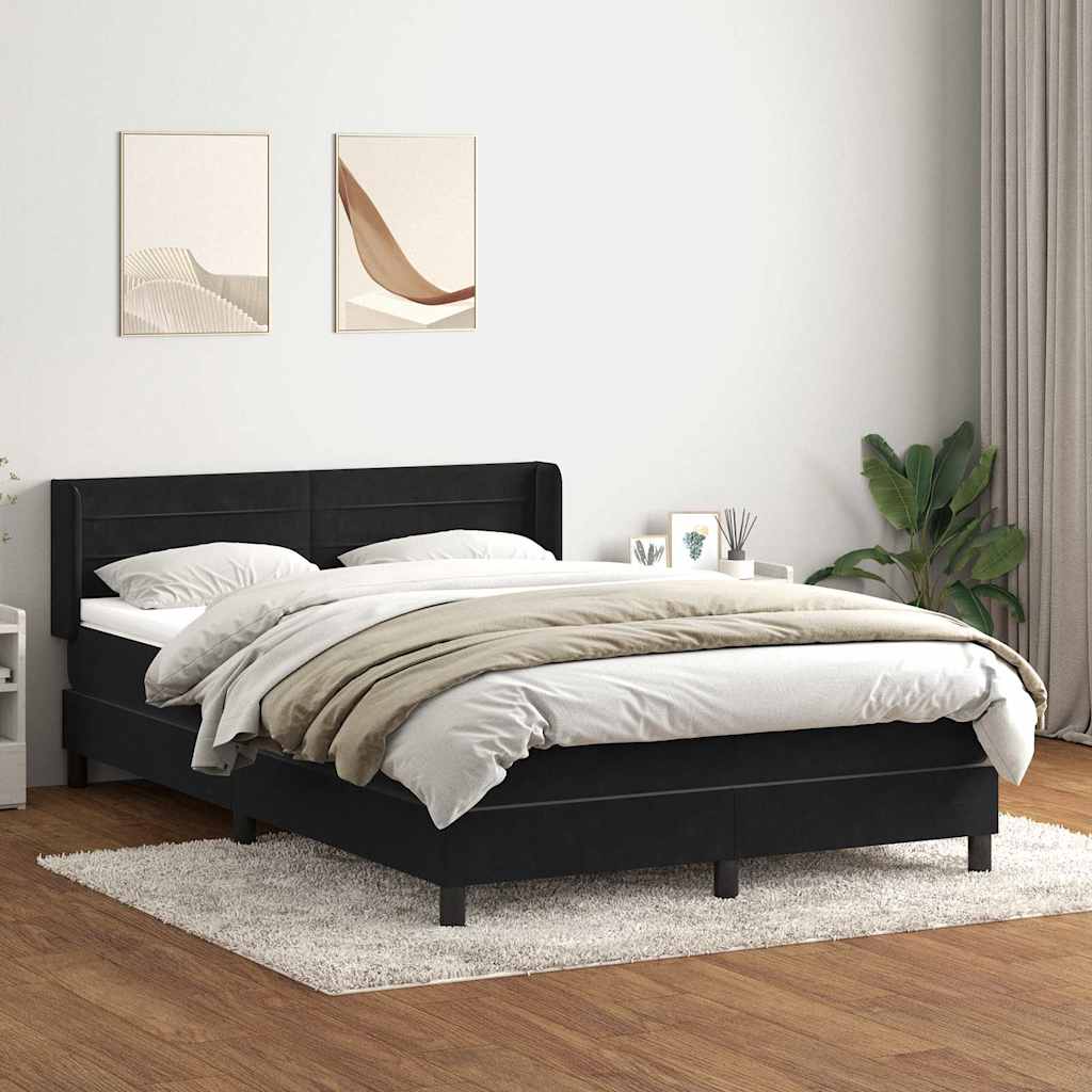 Κρεβάτι Boxspring με Στρώμα Μαύρο 160x210 εκ. Βελούδινο