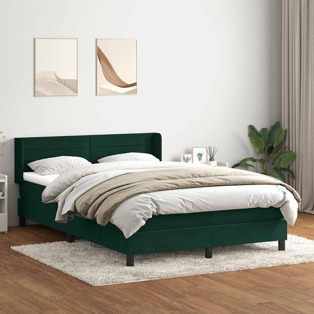 Κρεβάτι Boxspring με Στρώμα Σκούρο Πράσινο 160x210εκ. Βελούδινο
