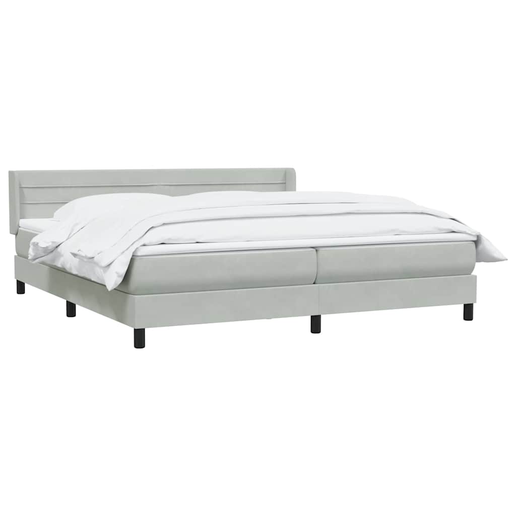 Κρεβάτι Boxspring με Στρώμα Ανοιχτό Γκρι 180x210 εκ. Βελούδινο