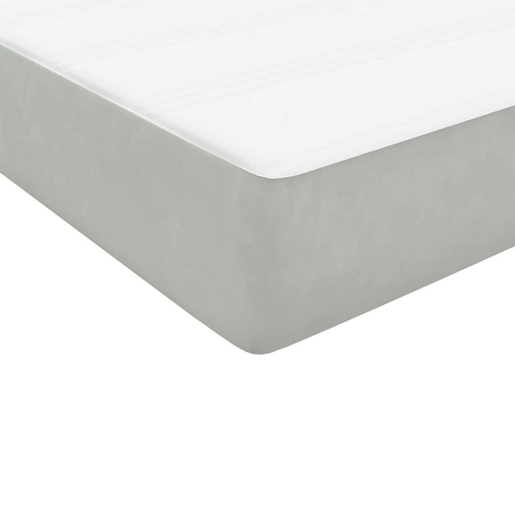 Κρεβάτι Boxspring με Στρώμα Ανοιχτό Γκρι 180x210 εκ. Βελούδινο