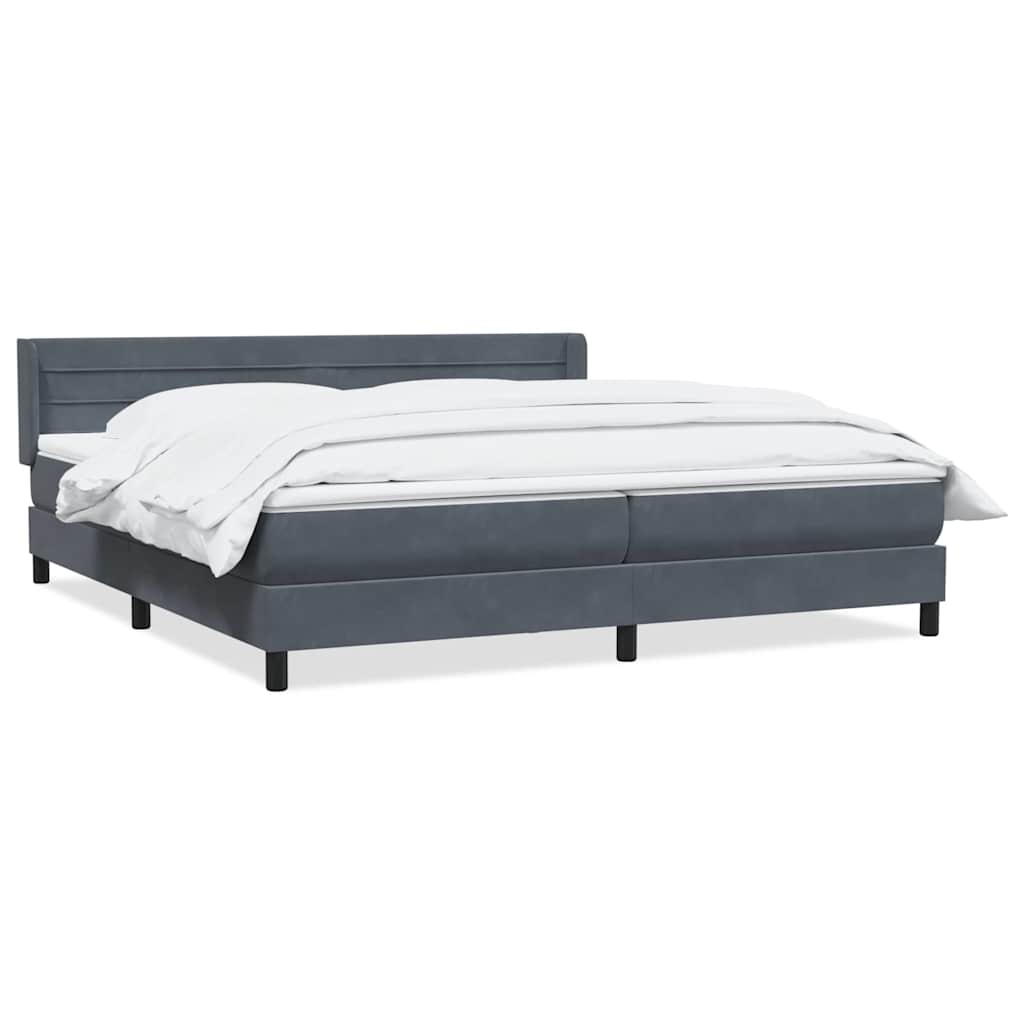 Κρεβάτι Boxspring με Στρώμα Σκούρο Γκρι 180x210 εκ. Βελούδινο