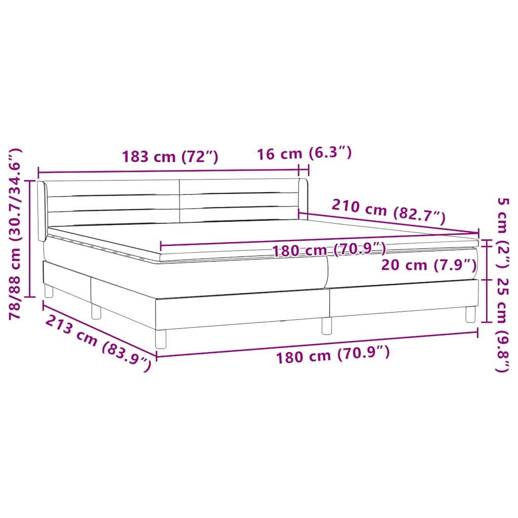 Κρεβάτι Boxspring με Στρώμα Σκούρο Γκρι 180x210 εκ. Βελούδινο