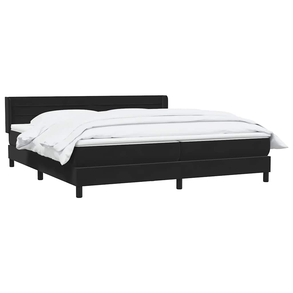 Κρεβάτι Boxspring με Στρώμα Μαύρο 180x210 εκ. Βελούδινο - Pakobazaar